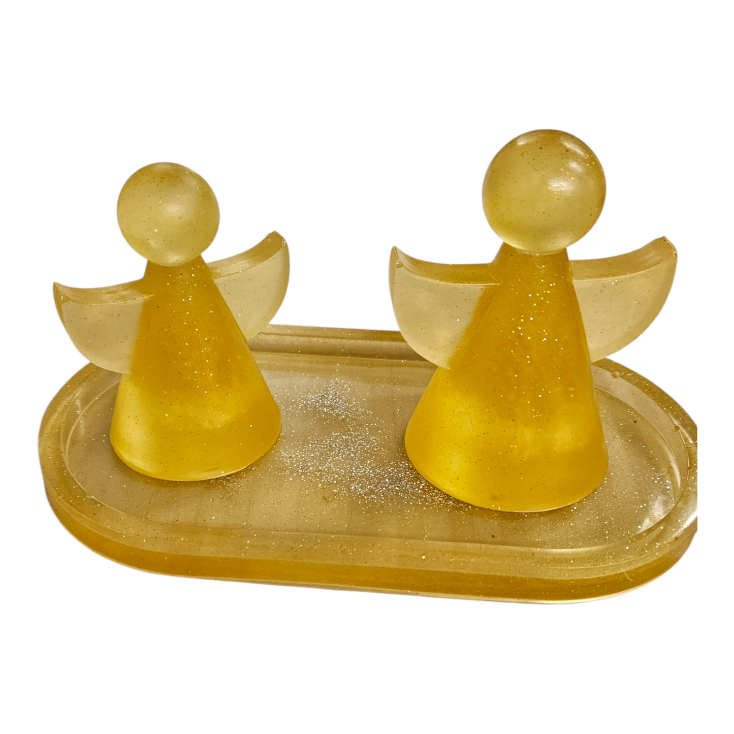 Gold Angels with tray Christmas Ornament