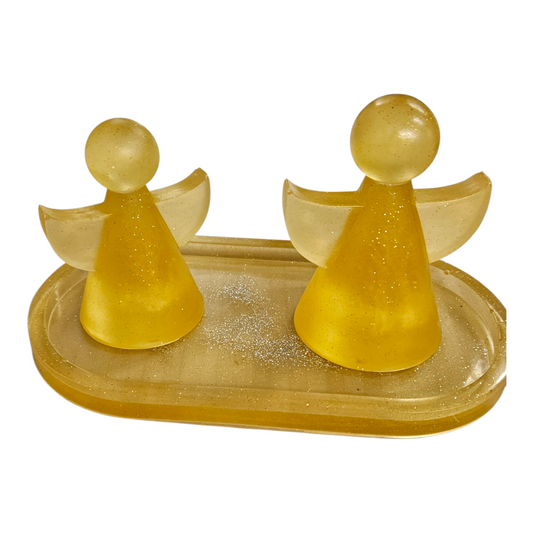 Gold Angels with tray Christmas Ornament