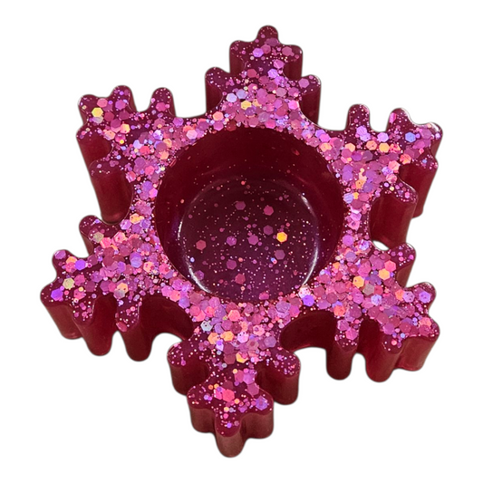 Pink Sparkle Christmas Snowflake Tealight Holder