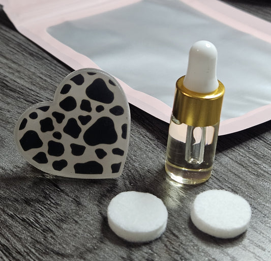 Limited Edition Car Fragrance Vent Clip Cow Print Heart design