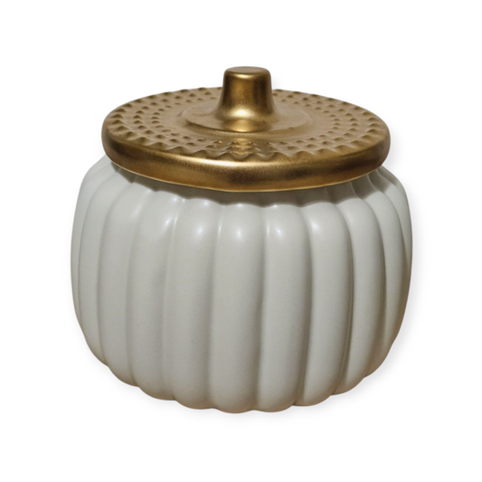 White Ceramic Pumpkin Candle